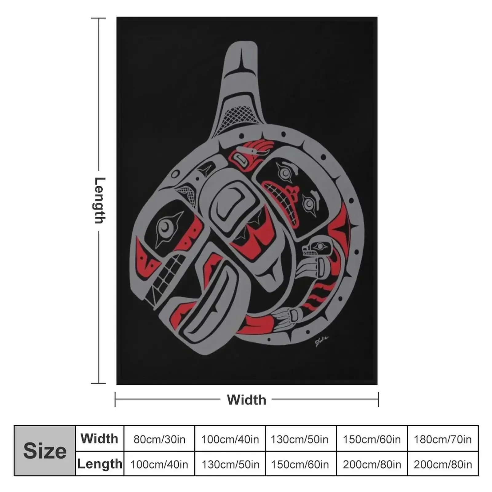 BLACKFISH - PNW native, Tlingit style orca killer whale GRAY Throw Blanket for winter Summer decorative Bed Luxury St Blankets