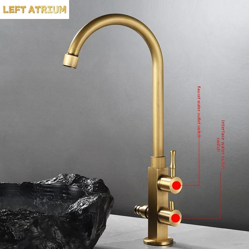 Outdoor brass antique single cold faucet antifreeze vintage wash basin patio mop sink quick open dual purpose faucet