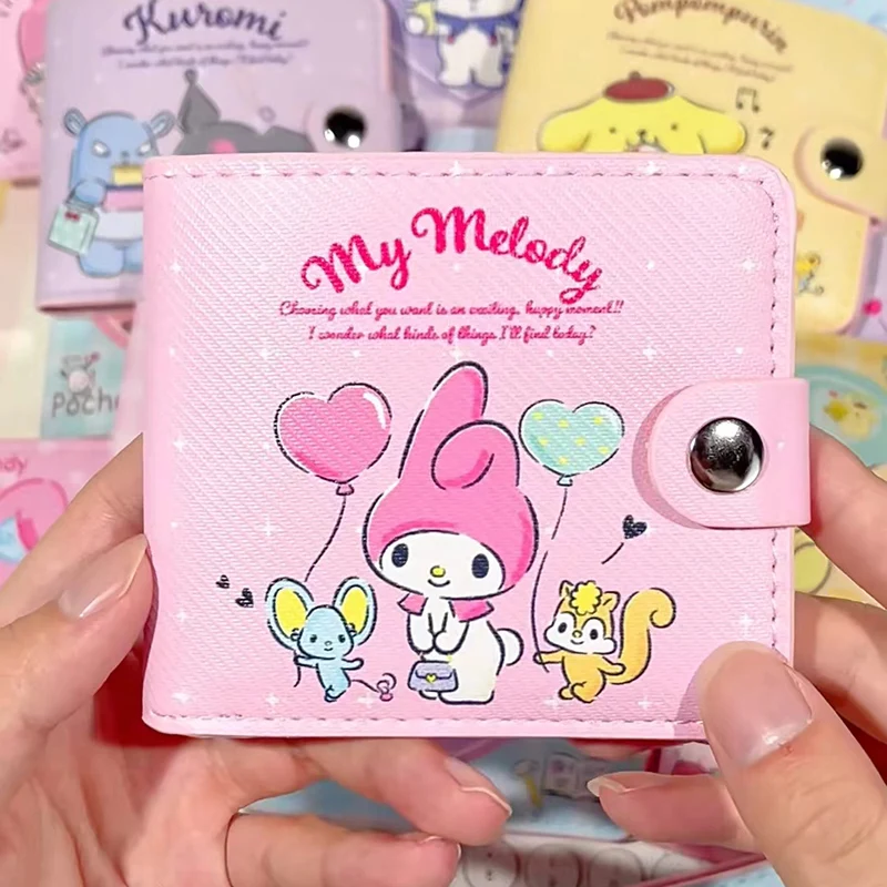 Sanrio кошелек аниме полакко Кошелек для монет мультяшный Hello Kitty короткий Стильный Портативный Pu складные пуговицы для ID Милая карта фотография подарки для девушек