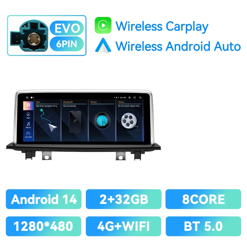 Draadloze CarPlay 1920*720 IPS Touch Autoradio Speler Voor BMW X1 F48 X2 F39 EVO 2018-2021 Android 14 Multimedia DSP GPS 4G Wifi