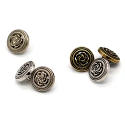 HENGC 10mm Vintage Rose Flower Gold Metal Buttons for Needlework Women Shirt Blouse DIY Crafts Sewing Accessories