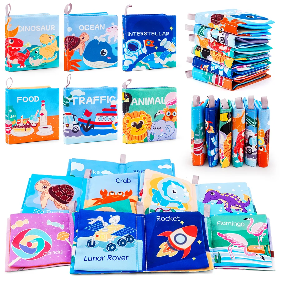 (6 Pieces) Soft Cloth Books Baby Books Bath Books 6 Pack (For Babies, Toddlers and Children)