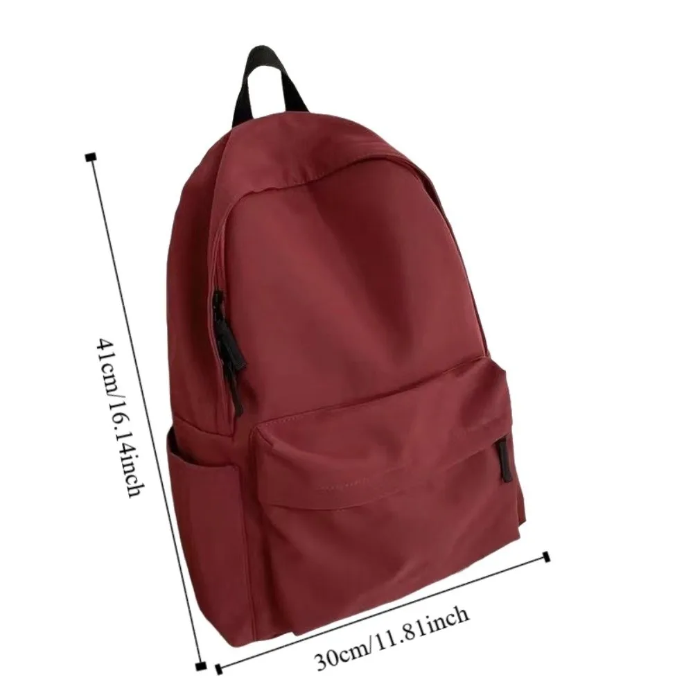 Modern Large Capacity Student Backpack Casual Nylon School Bag Solid Color Adjustable Straps Travel Bag Work Commute