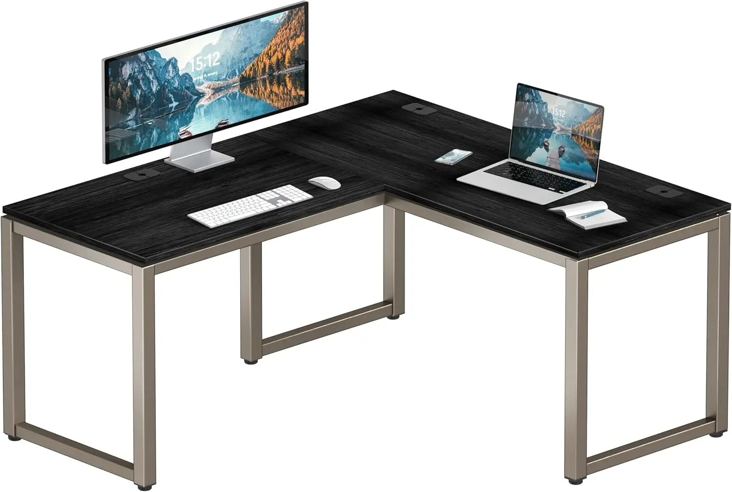 55 x 60 Inches L-Shape Corner Office Computer Desk, Commercial-Grade for Home or Business Use