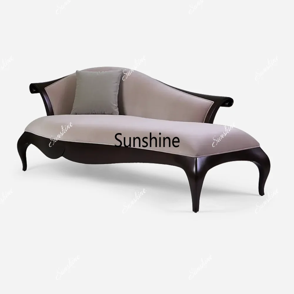 French retro solid wood living room concubine beauty couch reclining chair sofa creativity