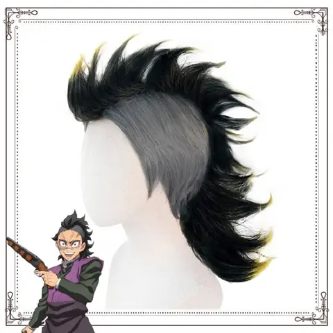 Demon Slayer Kimetsu no Yaiba Shinazugawa Genya Cosplay Costume Synthetic Hair Short Styled Halloween Party Wig