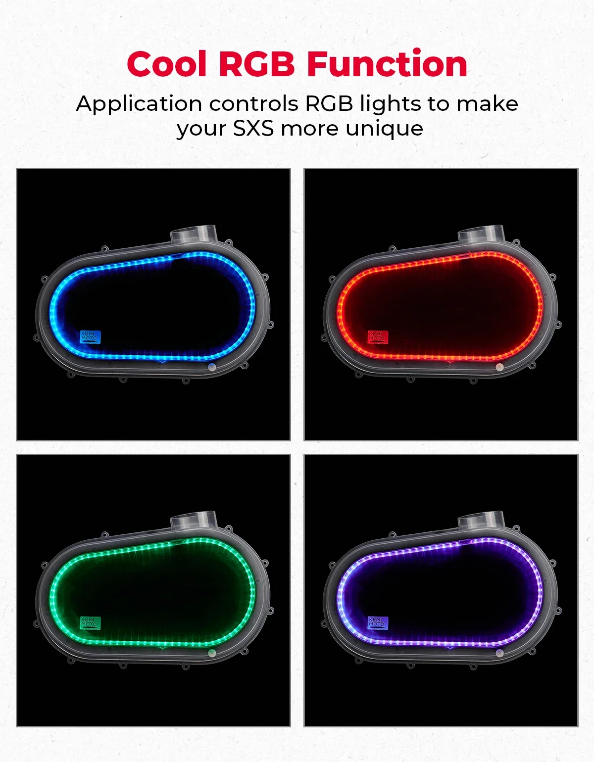 RGB LED Light Bar ABS Clear CVT Cover APP Control Compatible with Can Am Maverick X3 and Max 2017+ 420212505 Outer Clutch Cover