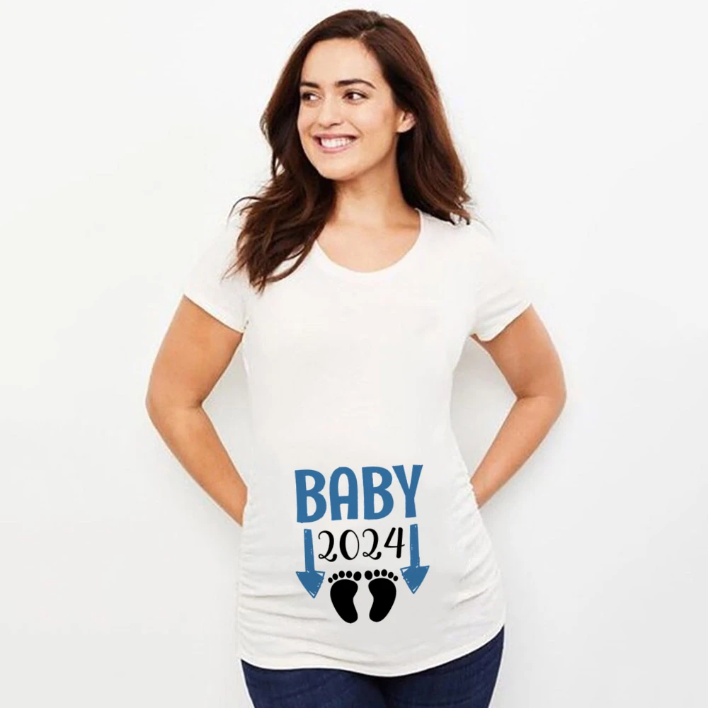 Baby Loading 2024 Printed Maternity T Shirt Pregnant Clothes Summer T-shirt Pregnancy Announcement Tops Shirts New Mom Tshirts