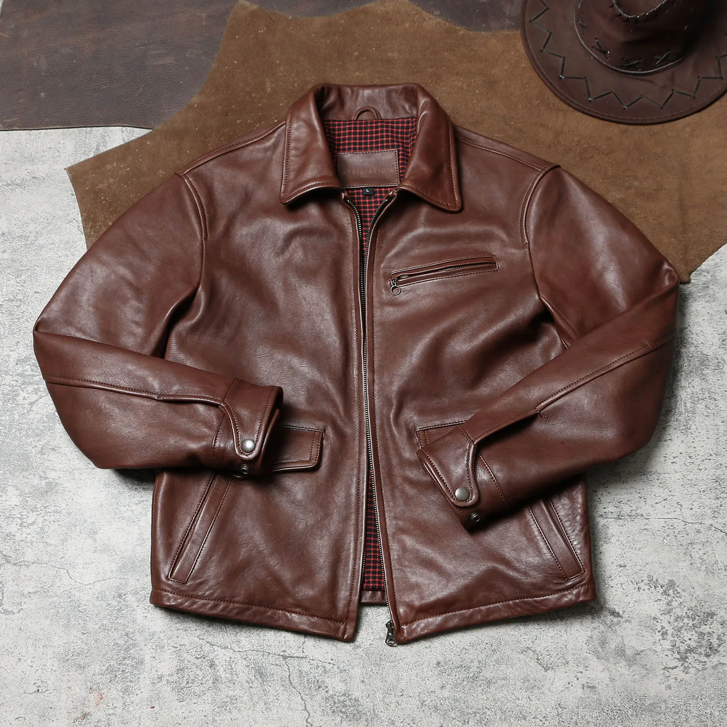 Brown Autumn Leather Jacket Men Retro Casual Style Plus Size 5XL Genuine Natural Sheepskin Turn-Down Collar Slim Leather Coat - Image 5