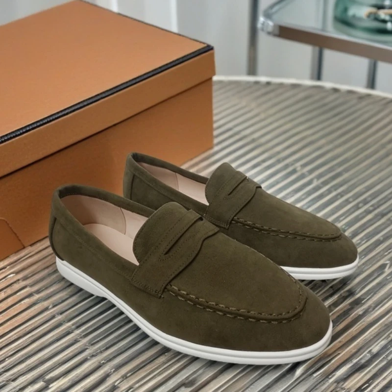 

New Suede Leather Mens Loafers Slip On Flats Handmade Casual Shoes Leisure Walk Moccasins Outdoor Business