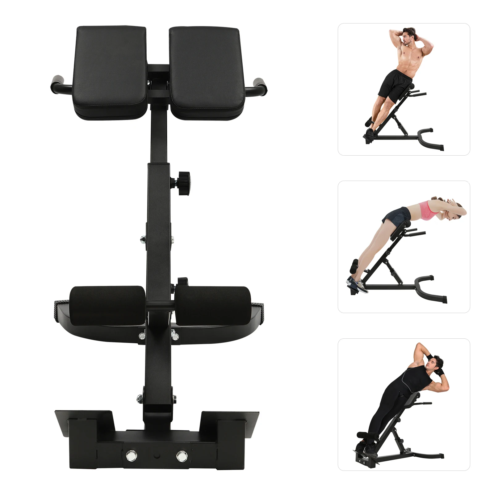 Silla romana multifuncional de goma de espuma negra, esponja de PU de acero para entrenamiento de cuerpo completo