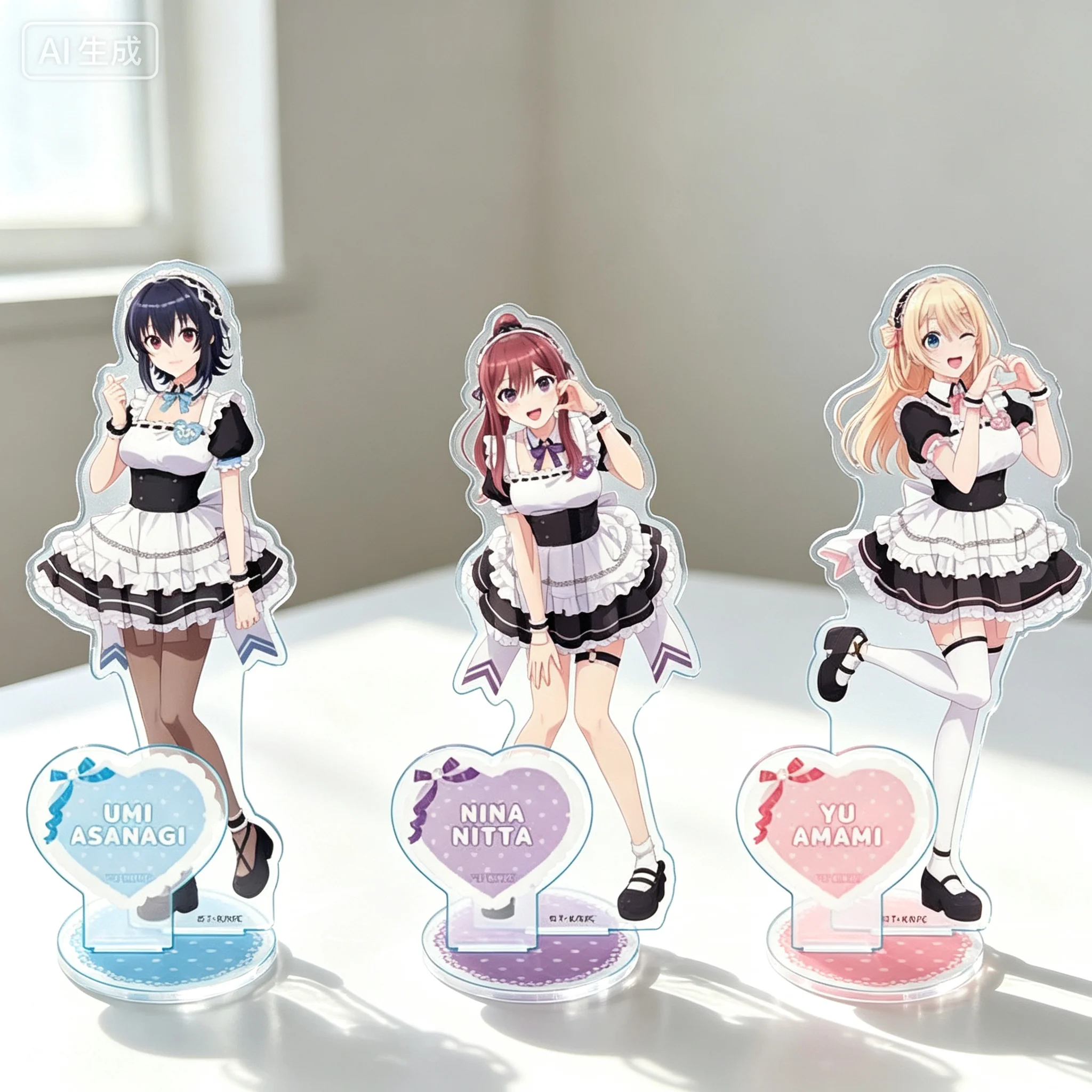 Anime I Made Friends With The Second Prettiest Girl In My Class Maid Outfit Amami Yu Acrylic Stand Model Plate Keychains