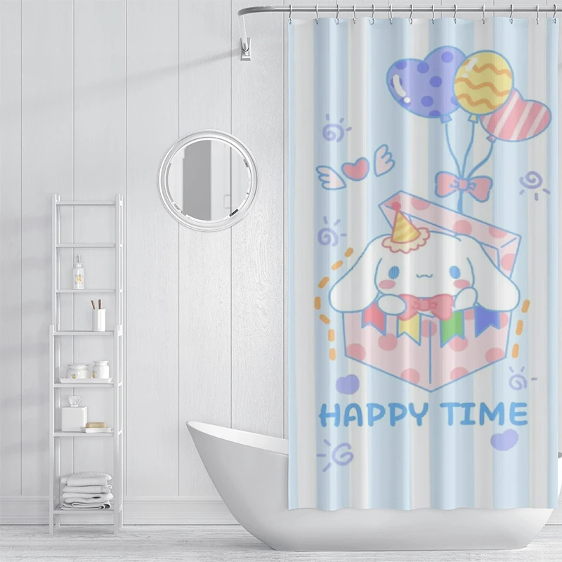 Shower Curtain Cartoon Anime Cinnamoroll New Style Fashion Design Waterproof and Mildew Proof Bathroom Decoration