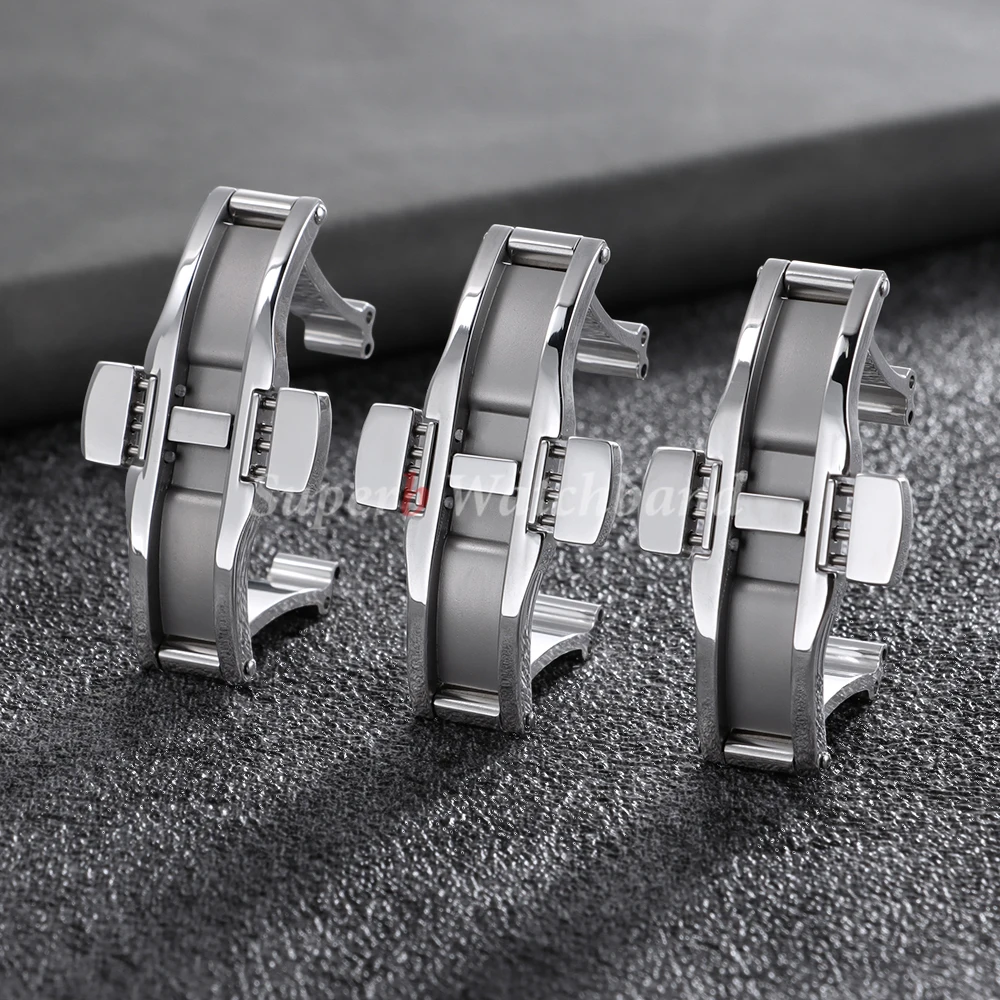 مشبك من الفولاذ المقاوم للصدأ مشبك من الفولاذ الصلب ساعة ضغط مزدوج مشبك فراشة لتيسو 1853 T035617 T035439 ملحقات الساعة