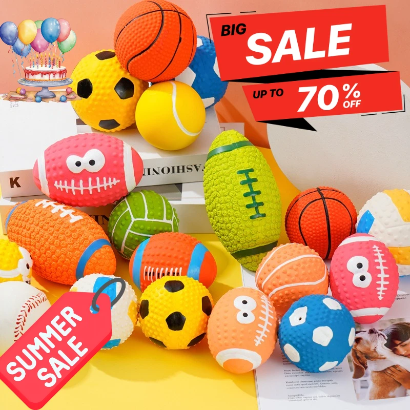 

Pet latex toy football soccer baseball latex squeaky ball chew-resistant boredom relief dog toy ball set