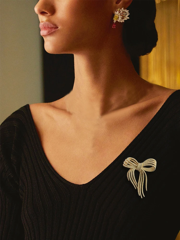 

Simple Bow Brooches For Women Elegant Minimalist Brooch Pins Office Party High-end Jewellry Gifts