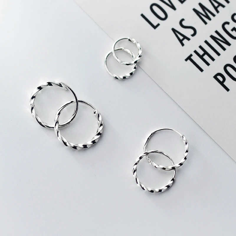 Modian Authentic 100% 925 Sterling Silver Minimalism Twist Hoop Earrings for Women Gift Geometric Earrings Fine Jewelry Brincos