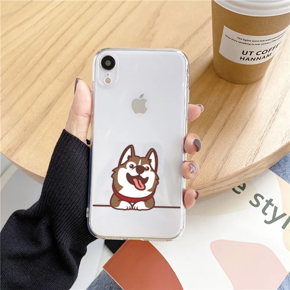 Animal Wolf Husky Dog Puppy Phone Case For Iphone 15 11 13 14 Pro Max 7 8 Plus X Xr Xs Max Se2020 12mini Transparent Cover