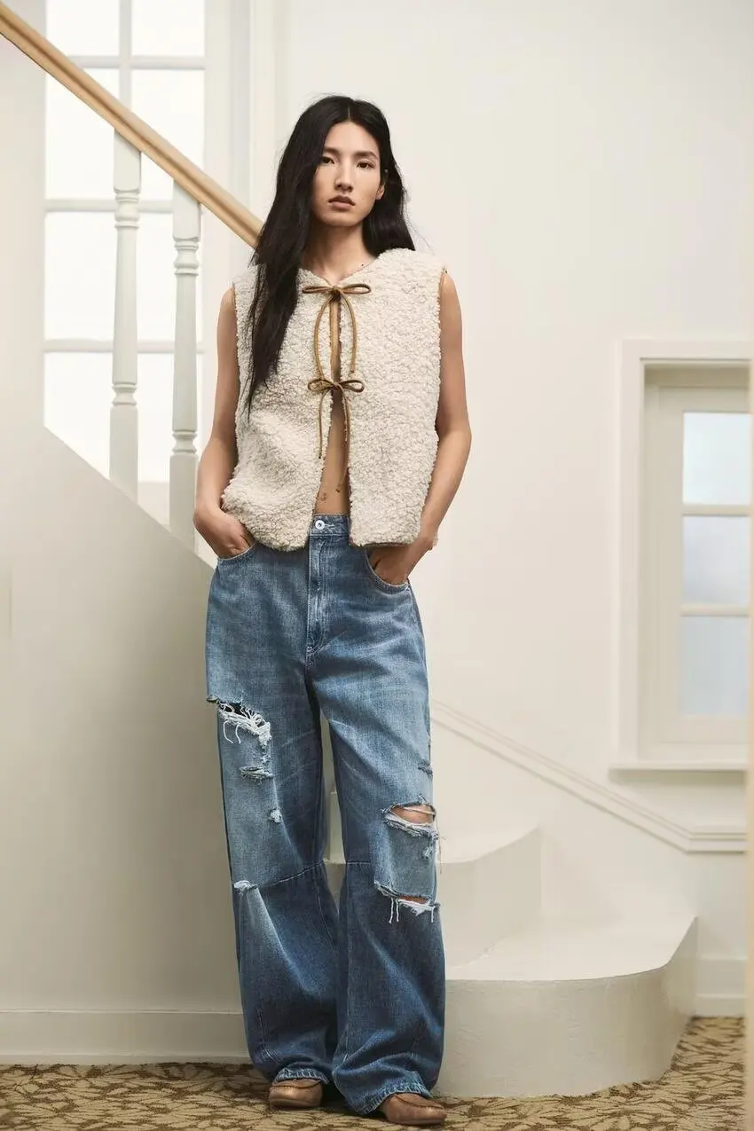 Faionable فضفاض فرو الضأن سترة المرأة Svel كيت مربوط الخريف الشتاء جديد وصول H-ape ort لون نقي ملابس خارجية