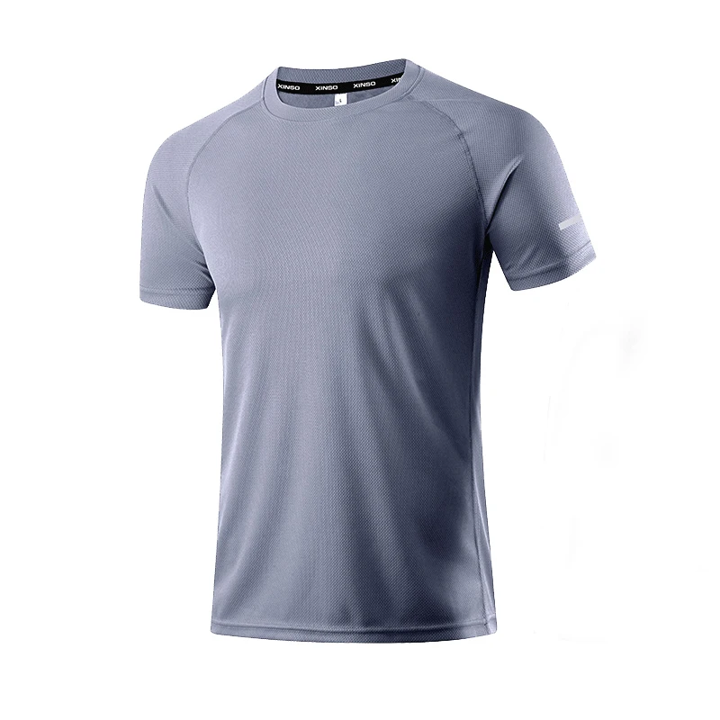 Gray White Running T Shirt Outdoor Quick Dry Breathable Professional Training Fitness Short Sleeve Bodybuilding Gym Jogging Tee