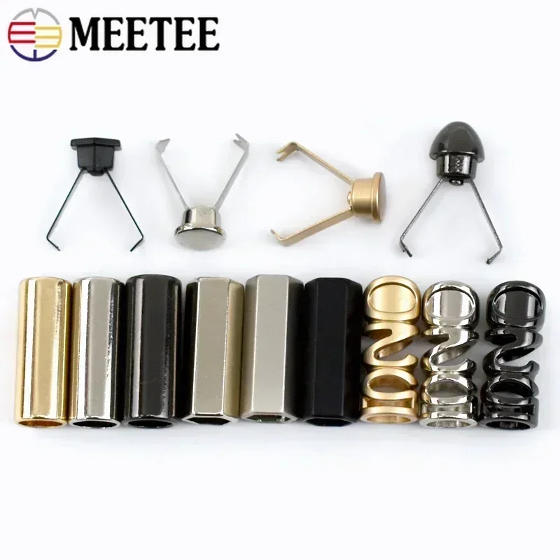 50/100 Pz Meetee 6mm Cavo di Metallo Blocco Tappo Corda End Bottone Tappo Appeso Campana Fibbia Borsa FAI DA TE Indumento Cordino Accessori Per Cucire