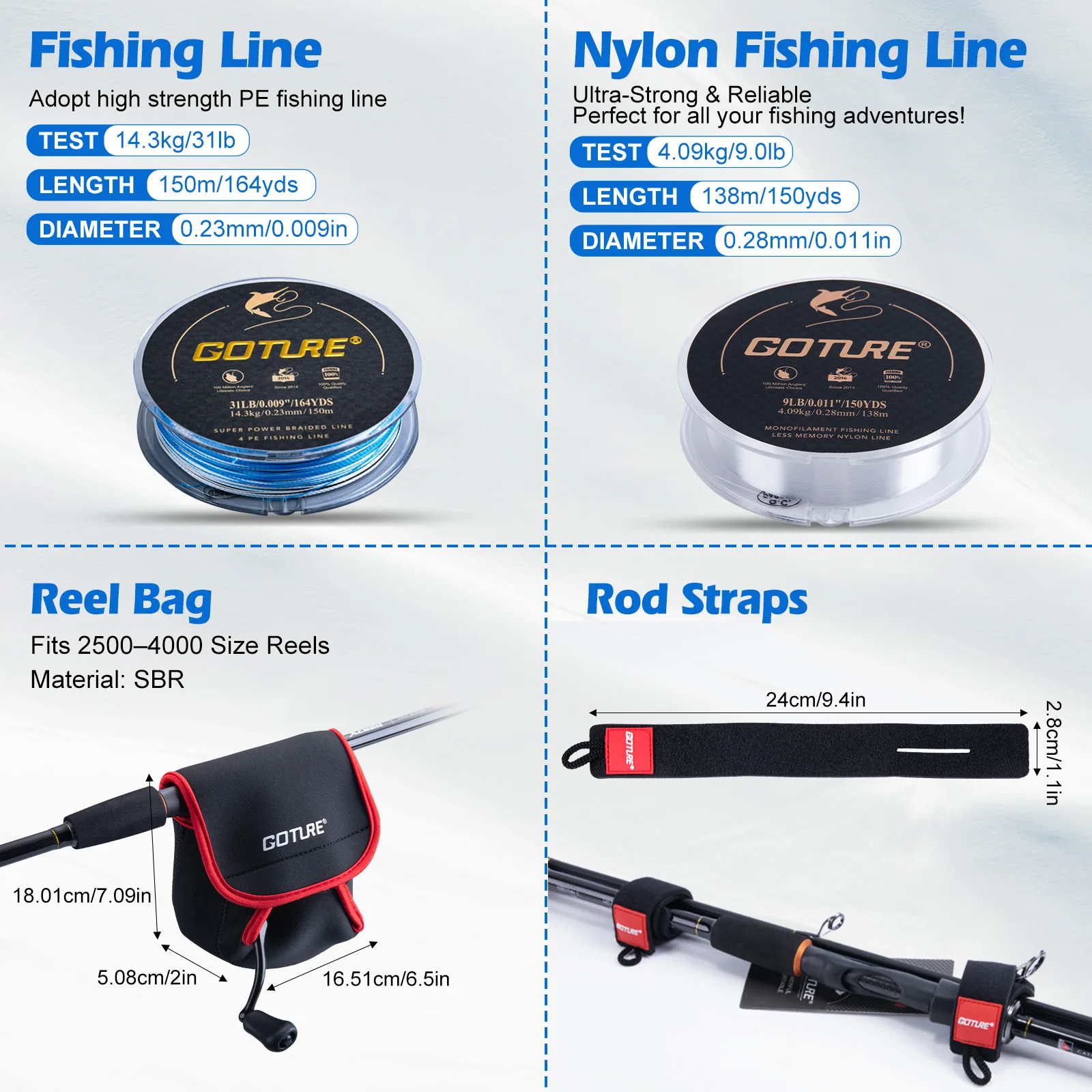 

Универсальный рыболовный набор Goture: 4-секционное спиннинговое удилище, катушка 9+1BB, 66 приманок, водонепроницаемый дорожный чехол для пресной и соленой воды
