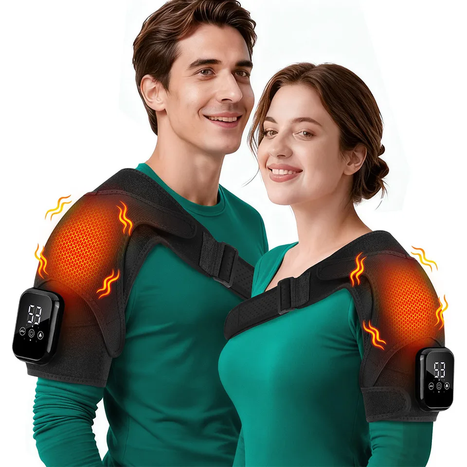 Electric Cordless Heating Vibration Shoulder Wrap & Brace With Timing Control Touch Panel Neck & Shoulder Massage For Men Women