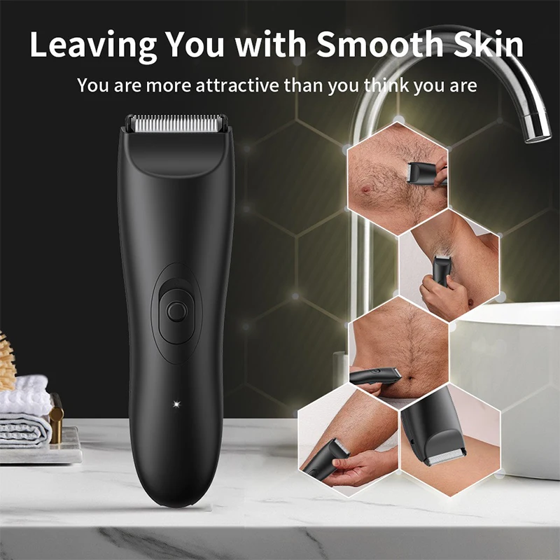 Men's Hair Clipper Beard Trimmers Intimate/Public Areas Razor Armpit Electric LED Clippers Chest/Leg/Body Hair Shavers Wet & Dry