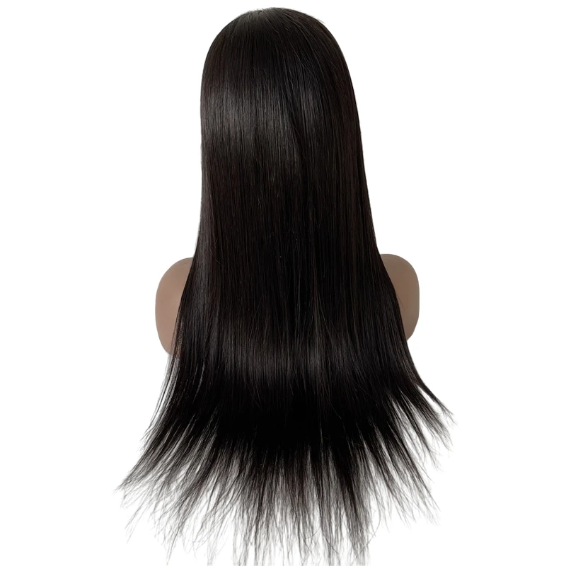 Peruca cheia do laço para mulheres negras, cabelo humano virgem brasileiro, cor natural, top de seda 4x4, 18"