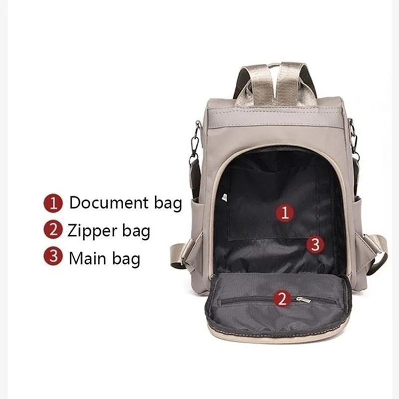 Hot Women's Backpack Casual Nylon Solid Color School Bag Fashion Detachable Shoulder Strap Shoulder Bag