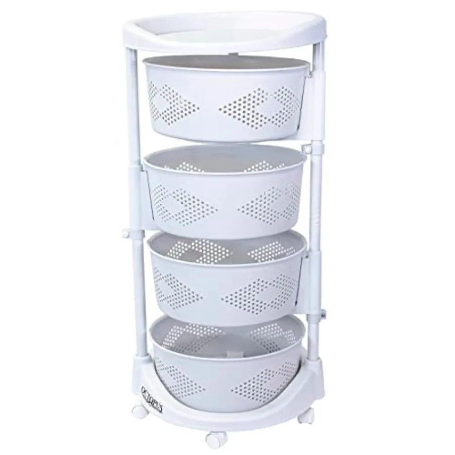 

Octopus 360 4 Tier Rolling cart Kitchen Organization Plastic Rotating Fruit Basket Teacher Classroom Supplies Organizer Makeup