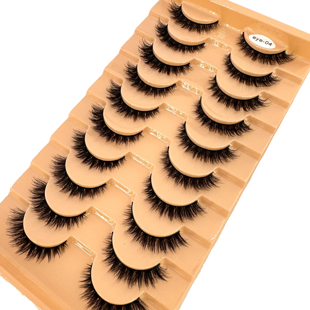 新しい10ペアのナチュラルロング3Dミンクつけまつげ、フェイクラッシュメイクアップキット、ミンクまつげエクステ、短いまつげ