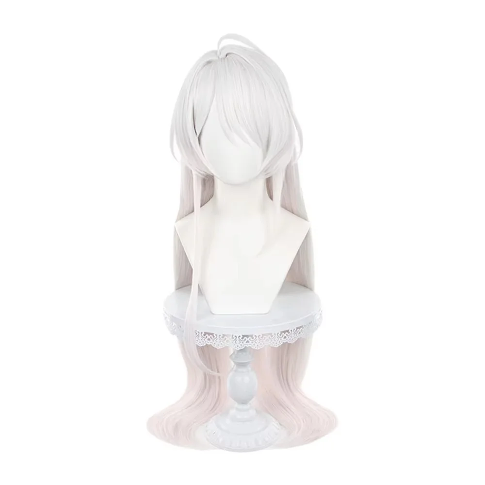 White Pink Ombre Long Straight Cosplay Wig 100cm Heat Resistant Synthetic Hair For Women Girls Anime Lolita Halloween Gift
