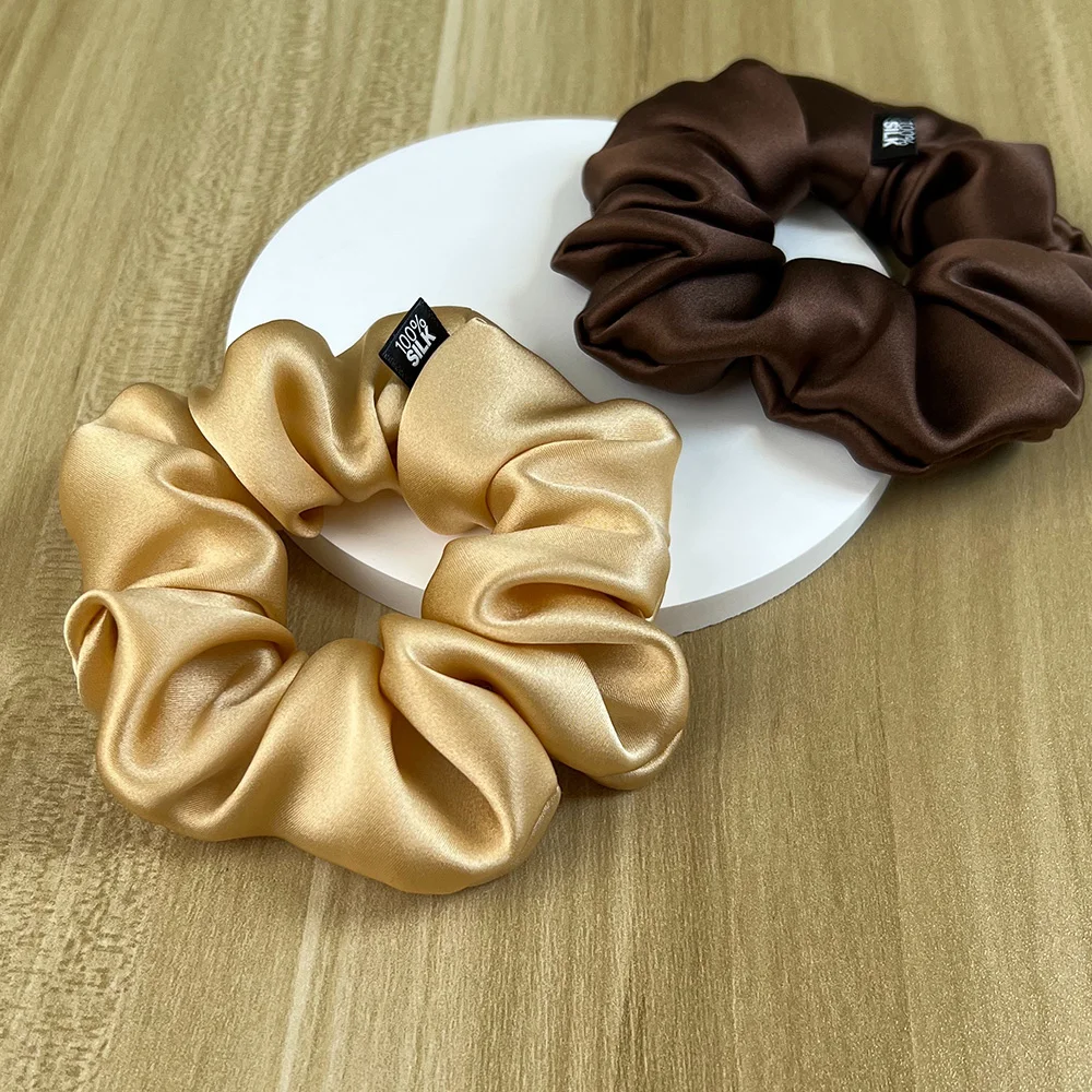 100% seda amoreira cabelo scrunchies elástico de borracha laços de cabelo grandes cordas de goma suportes de rabo de cavalo para mulheres meninas 19