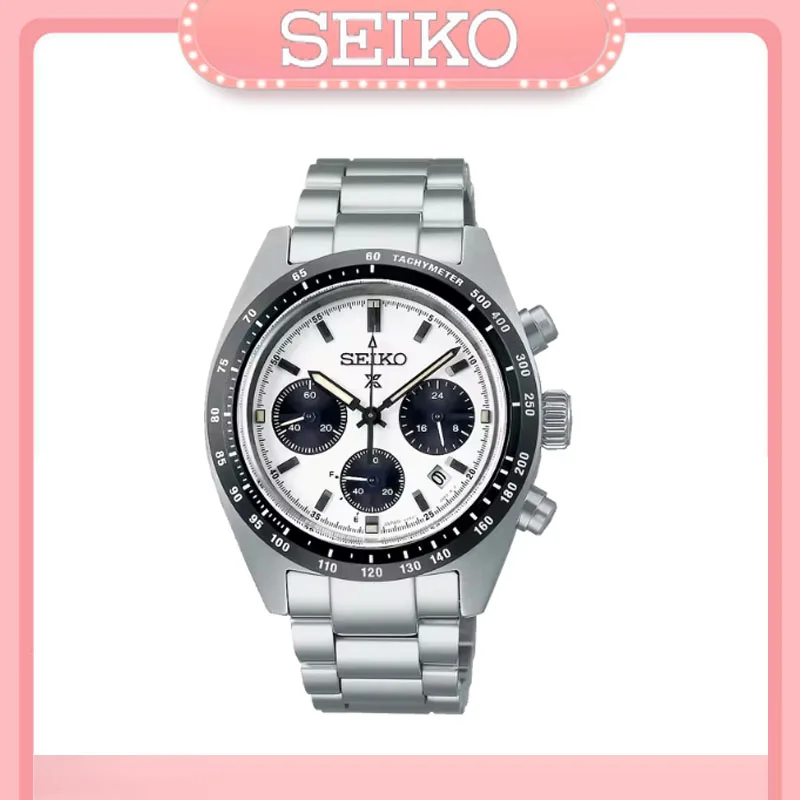 Original Seiko Panda Series Three Eye Needle Quartz Luxury Men's Watch SSC813P1 Calendar Waterproof Stainless Steel Men's Watch