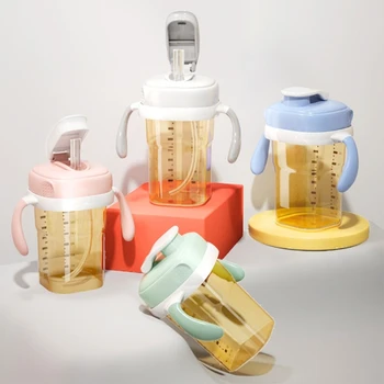 Baby Bottle Convert Straw Cup Lid Feeding Bottle Travel Straw Lid with Anti-Chock Straw for Hegen Wide Mouth Bottles