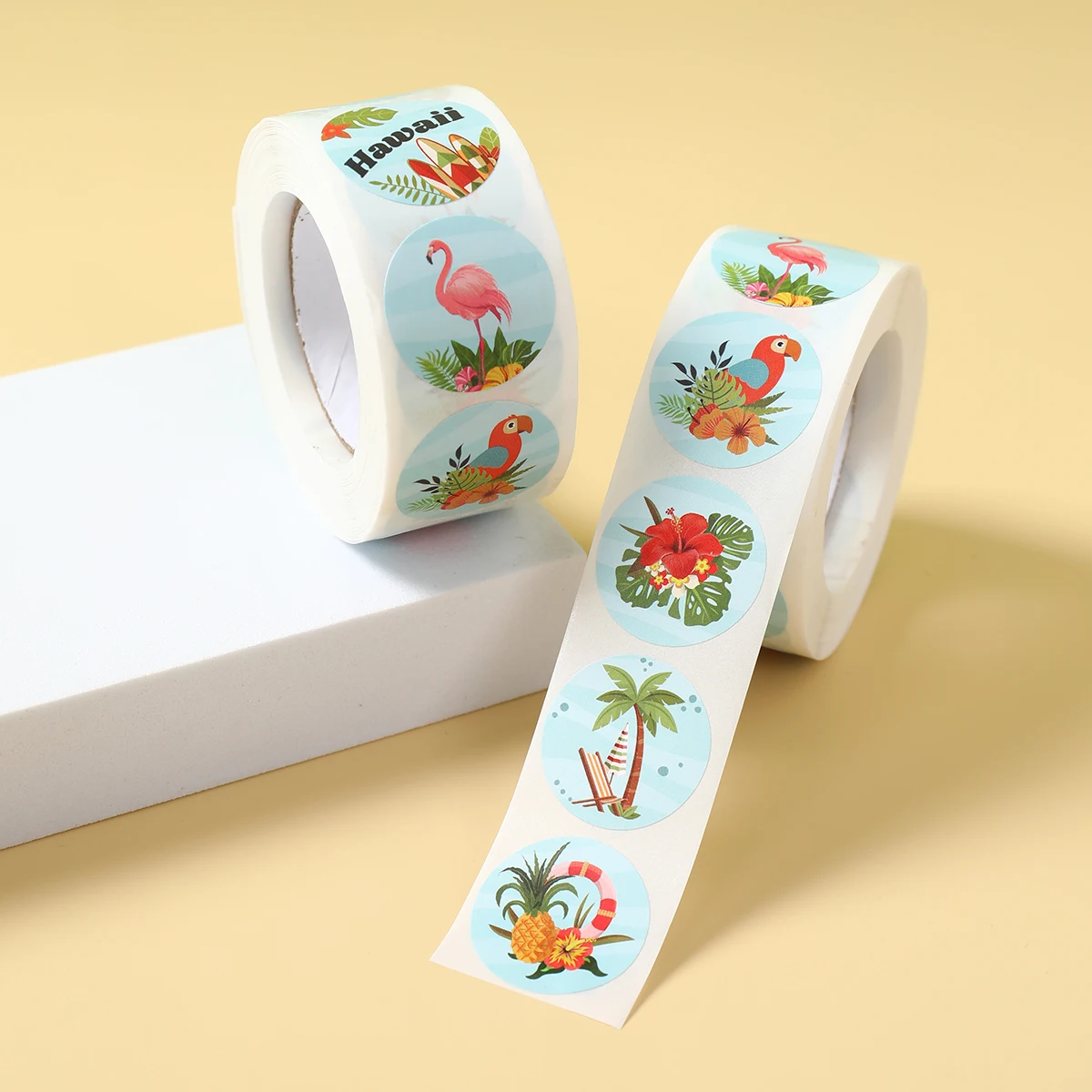 500 Uds pegatina de flamenco Hawaii pegatinas de grafiti DIY equipaje portátil pequeñas flores rojas recompensa cinta de cuenta de mano calcomanía de juguete