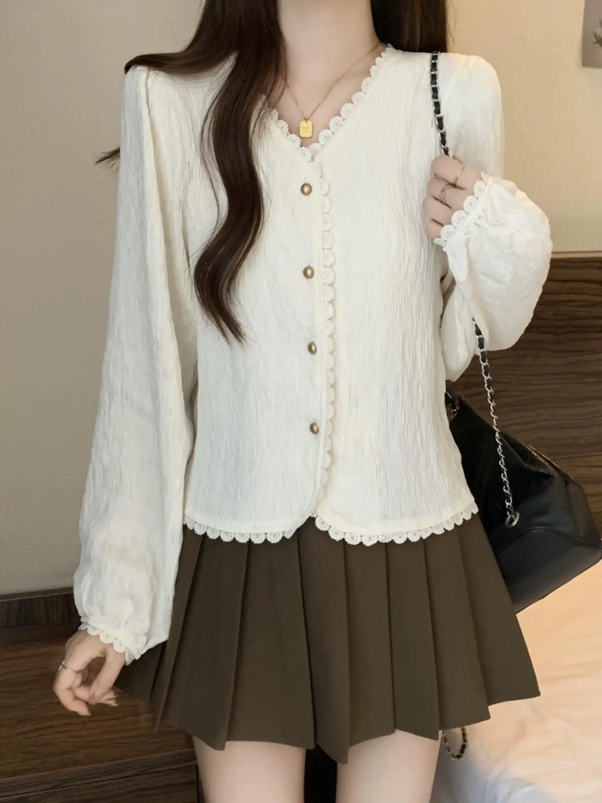 

Tweed Jacket Collar Womens Spring Pleated Zip-Up Waistband Adjustable Yoga Fitness Training Active Recreation Stretchy Relaxed