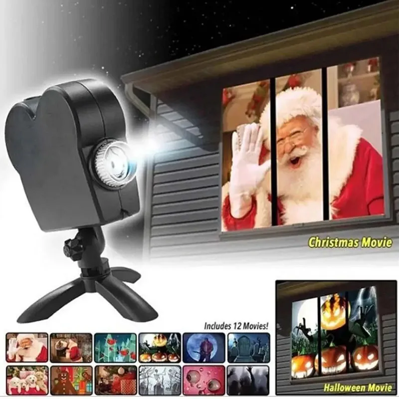 Halloween Christmas Holographic Laser Projector Disco Light Window Home Theater Projector Indoor Outdoor Movies Party Lights Led