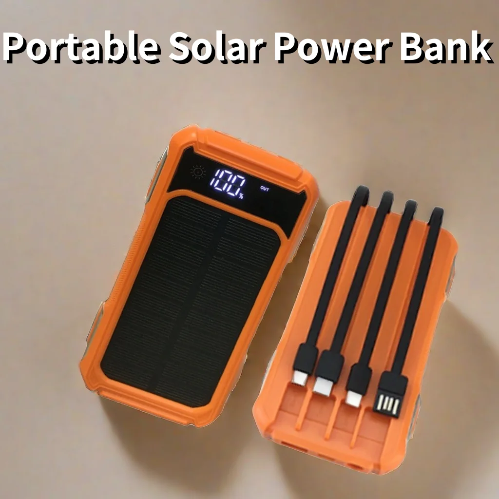 Power Bank Portable Solar 20000mAh External Battery Charger belt LED Light For All Smartphones