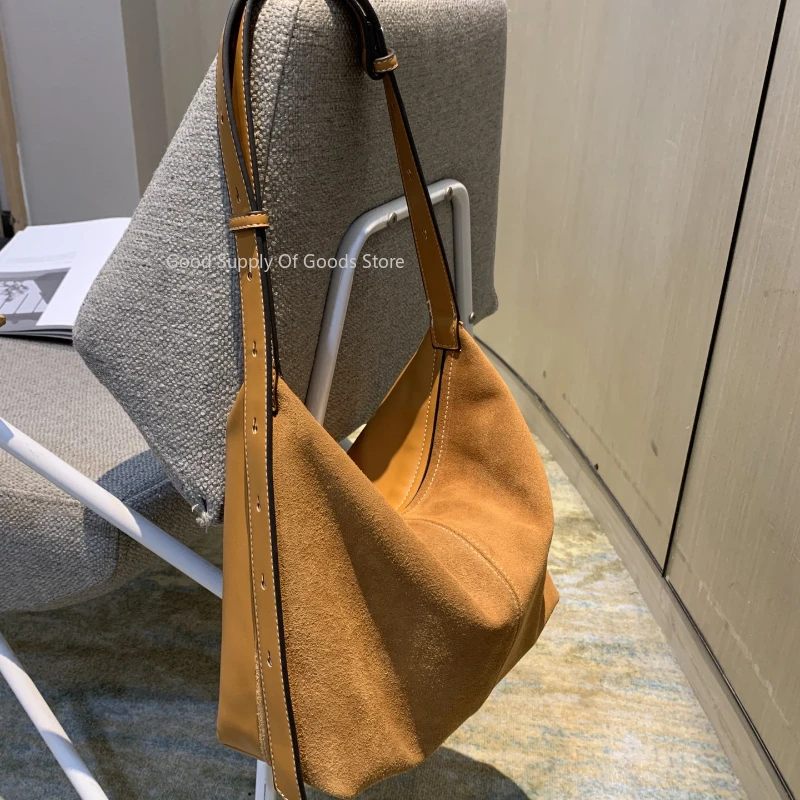 2025 bolso de ante Vintage para las axilas para las mujeres desplazamientos diarios señoras de gran capacidad bolso de mano de cuero genuino bolso de hombro de las mujeres