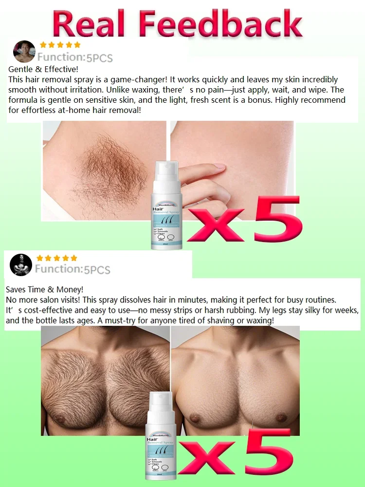 바디 헤어 스프레이 영구 제모, 다리, 팔, 겨드랑이 및 비키니 부위에 안전, 보습 및 느린 재성장