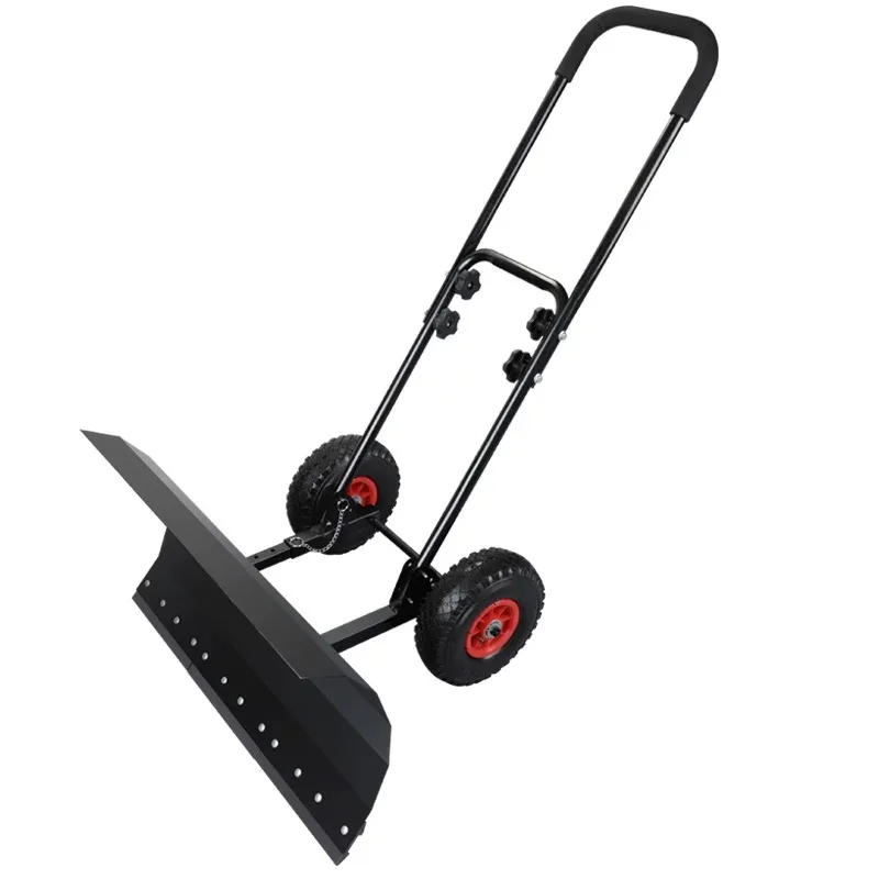 2025 New Small Snow Pusher Shovel Manual Wheelbarrow Style Snow Removal Tool Wheel Push Snow Plow for Driveway/Sidewalk