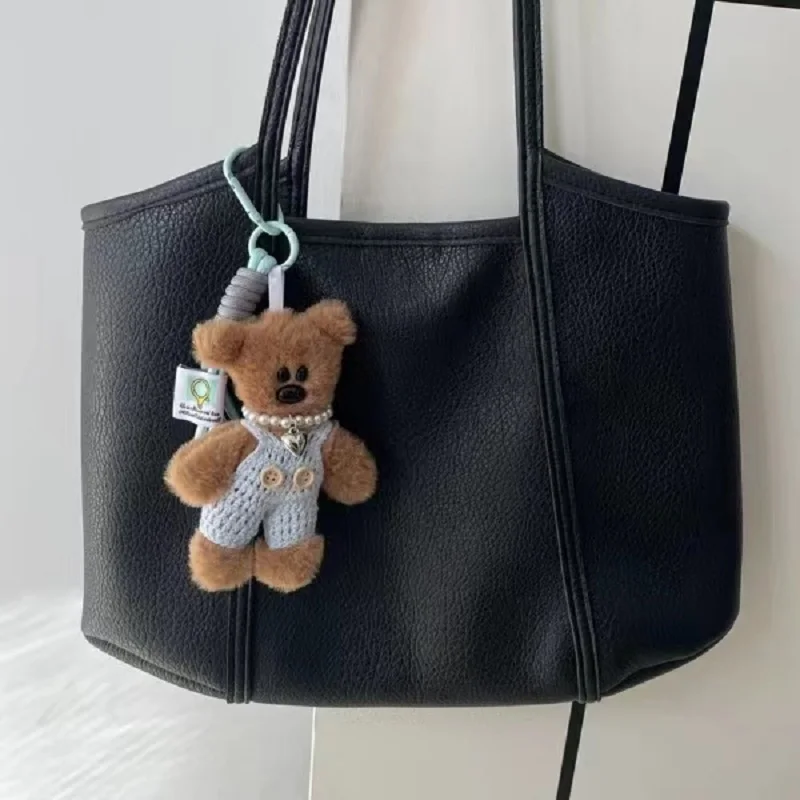 15cm Kawaii Small Bear Plush Toy Keychain Backpack Pendant Cartoon Anti drop chain Cute Car Keyring  Kids Women Bag Accessories