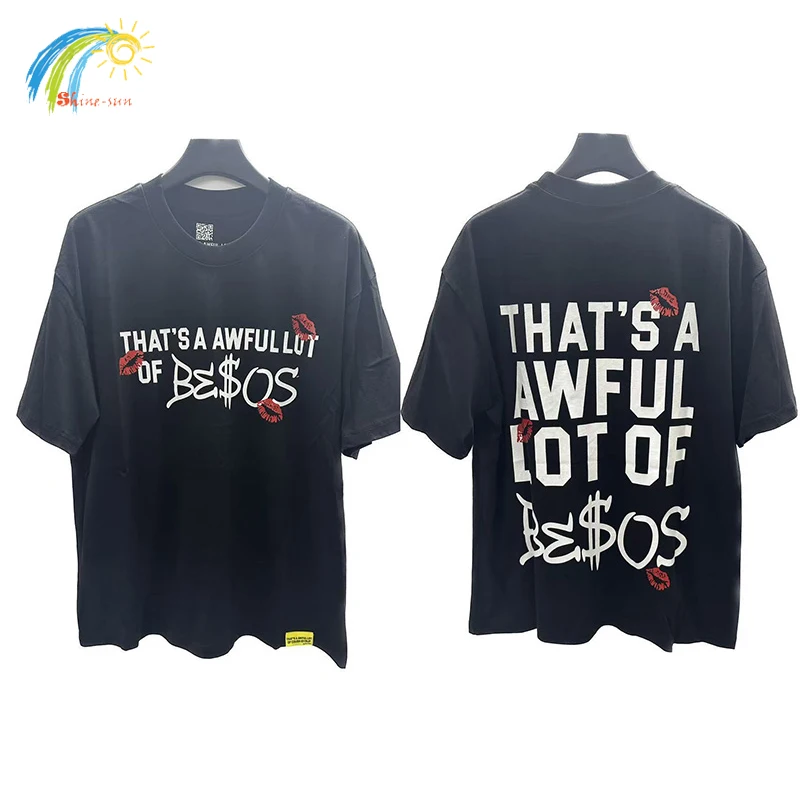 

25SS Red Lip Print THAT'S A AWFUL LOT OF COUGH SYRUP T-Shirt Men Women Couple Casual Loose Tee Top Quality Cotton 240GSM T Shirt