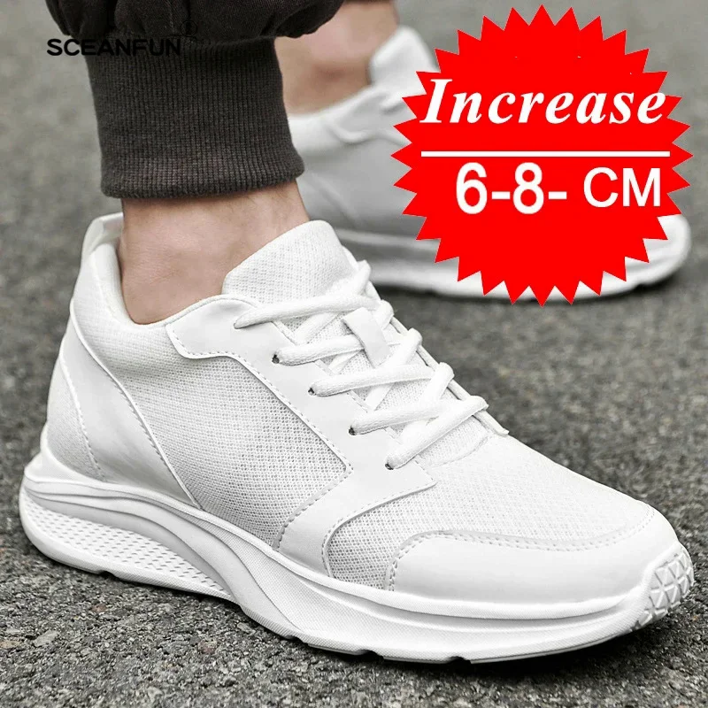 Men casual sneakers elevator shoes summer fashion breathable mesh heightening shoes for men 8cm 6cm Tenis Masculino para hombre