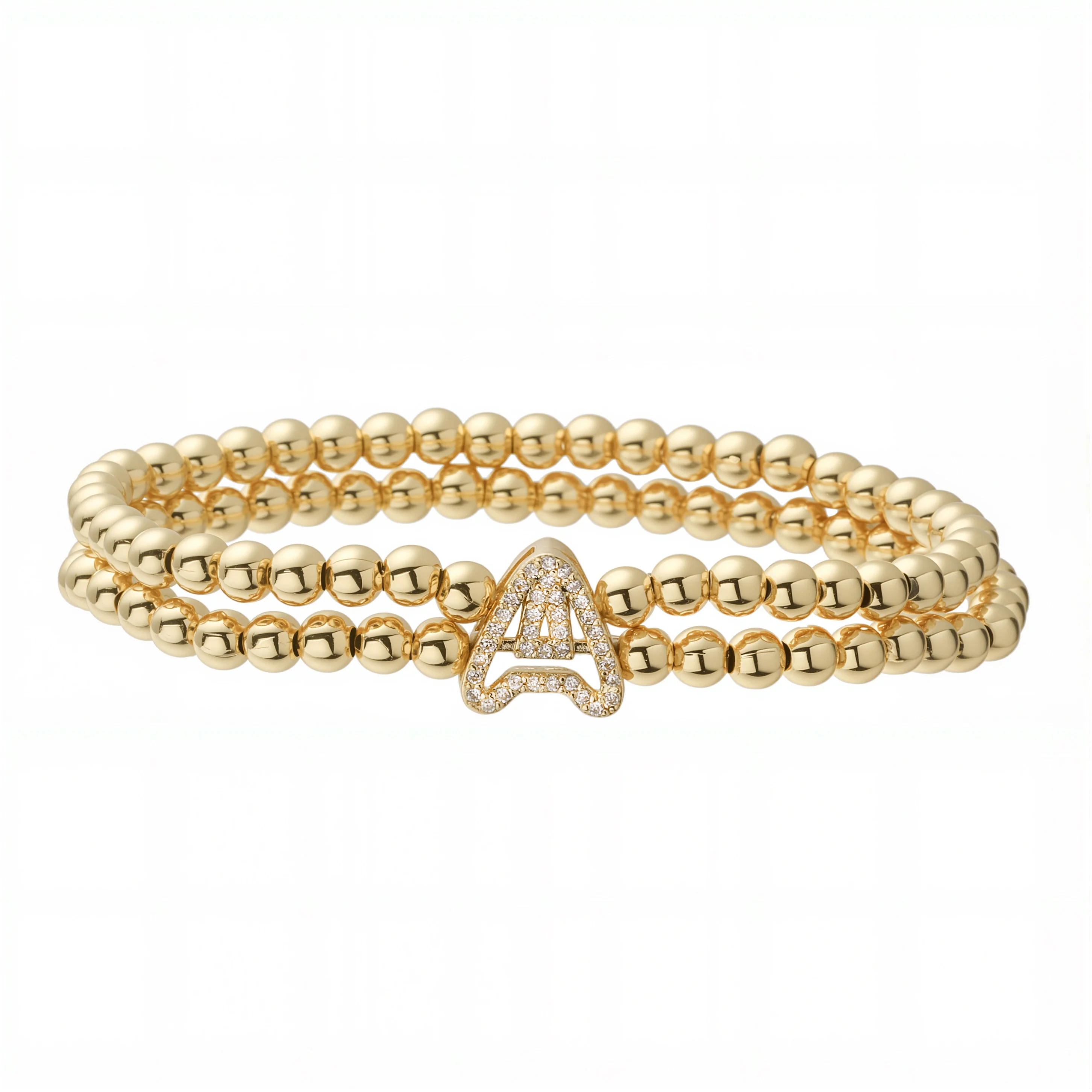 HECHENG، سوار من المعدن النحاسي الأولي A-Z بطبقة مزدوجة من الخرز المطاطي، مجوهرات محايدة بسيطة مخصصة قطعة واحدة