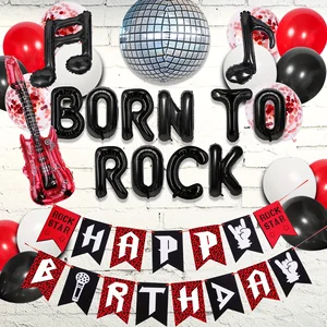 Dekorasyon Doğum Günü Partisi Rock and Roll Bebek Balonlar İçin Gitar, Rock müzik, Retro, sabit disk, lütfen Partinin 6 büyük satışı, rock and roll dekoru - №6