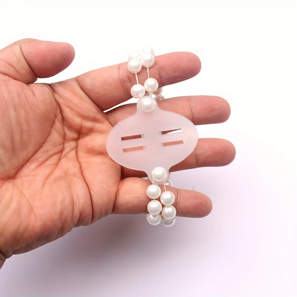 2/12pcs Elegant White Acrylic Imitation Pearl Wrist Corsage - DIY Bridal & Bridesmaid Jewelry Accessory, Lace Flower Holder