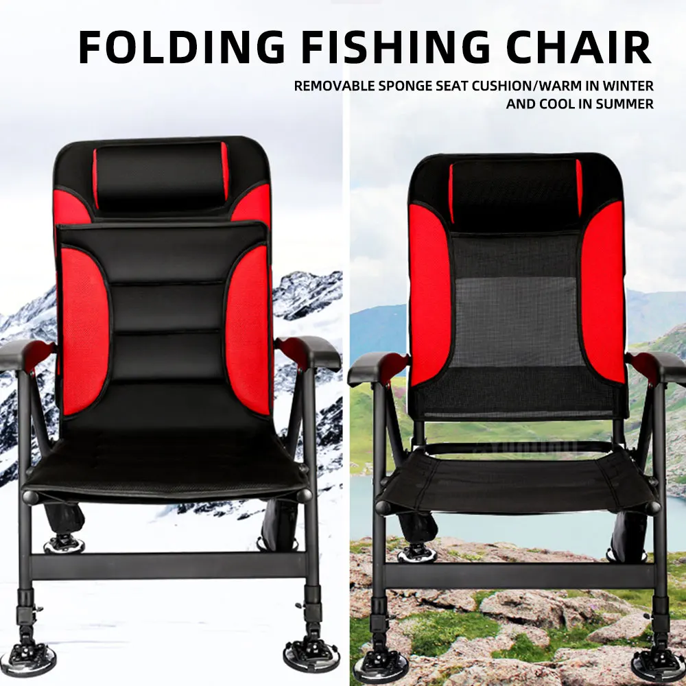 Portable, Carbon Steel Folding Fishing Chair—Multifunctional,All-Terrain, Reclining European-Style Fishing Chair